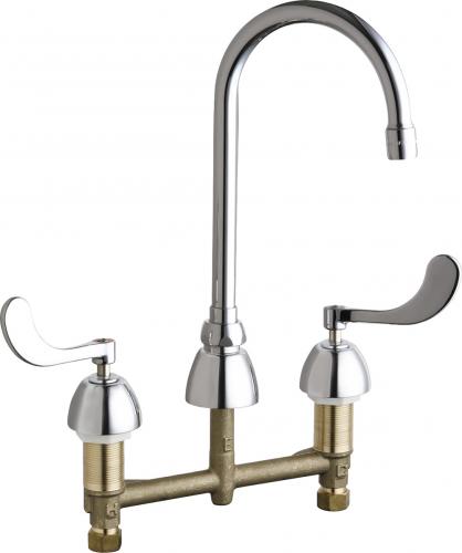 Deck-mounted manual faucet with 8