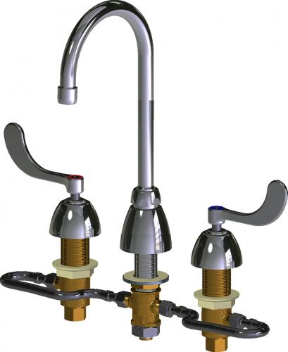 Deck-mounted manual faucet with adjustable centers | Chicago